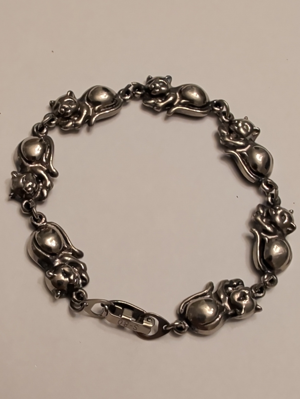 800 Silver Cat Link Bracelet - Women's Jewelry